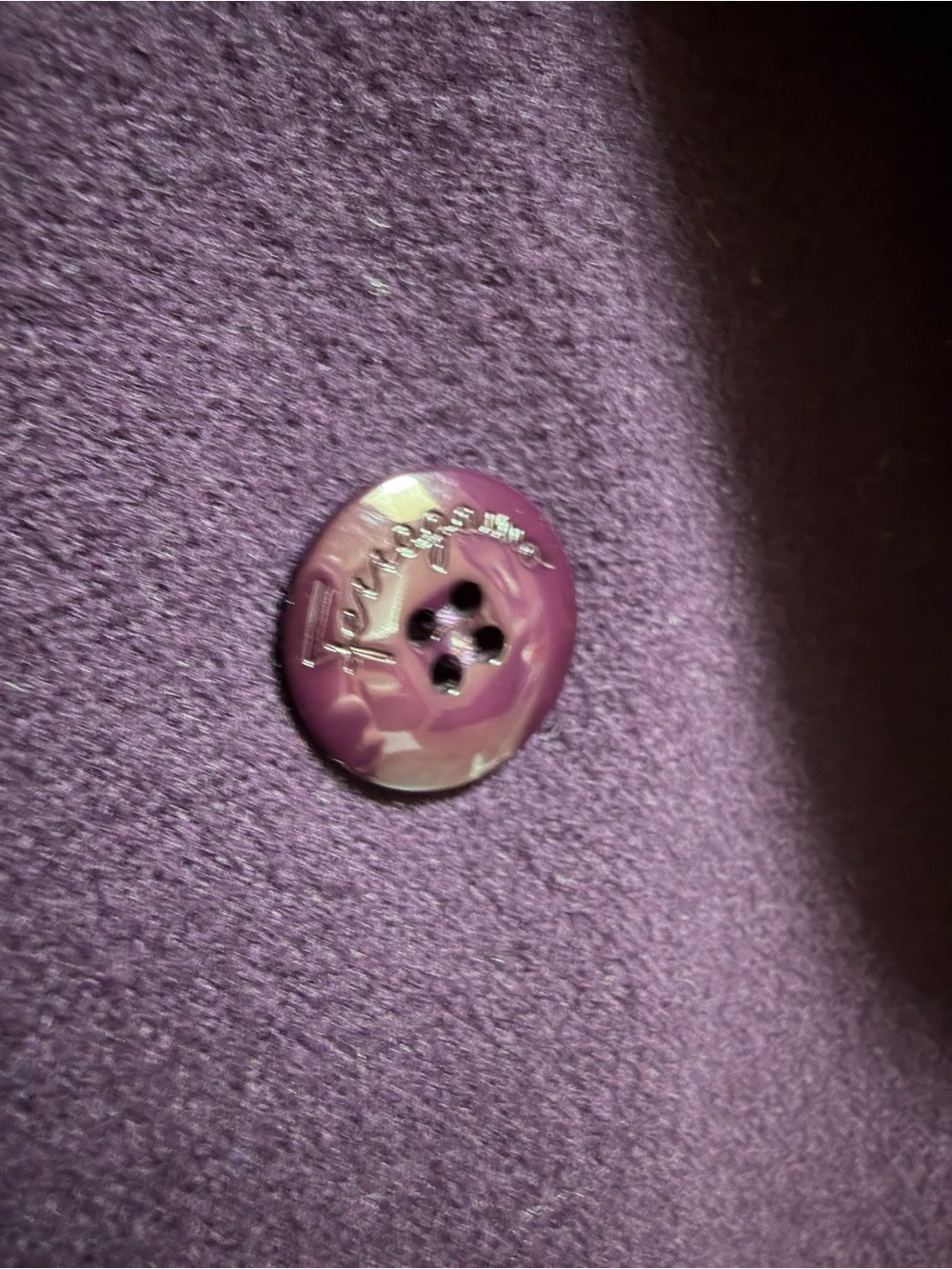 Vintage Salvatore Ferragamo Purple Wool Double Breasted Coat Made In Italy Sz 10 - Picture 3 of 13